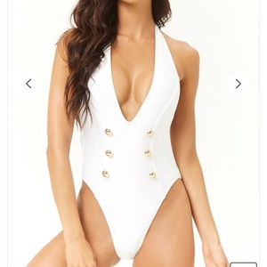 Double breasted halter swimsuit